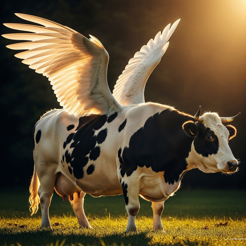 Whimsical Winged Cow – A Fantastical Image Whimsical Winged Cow – A Fantastical Image