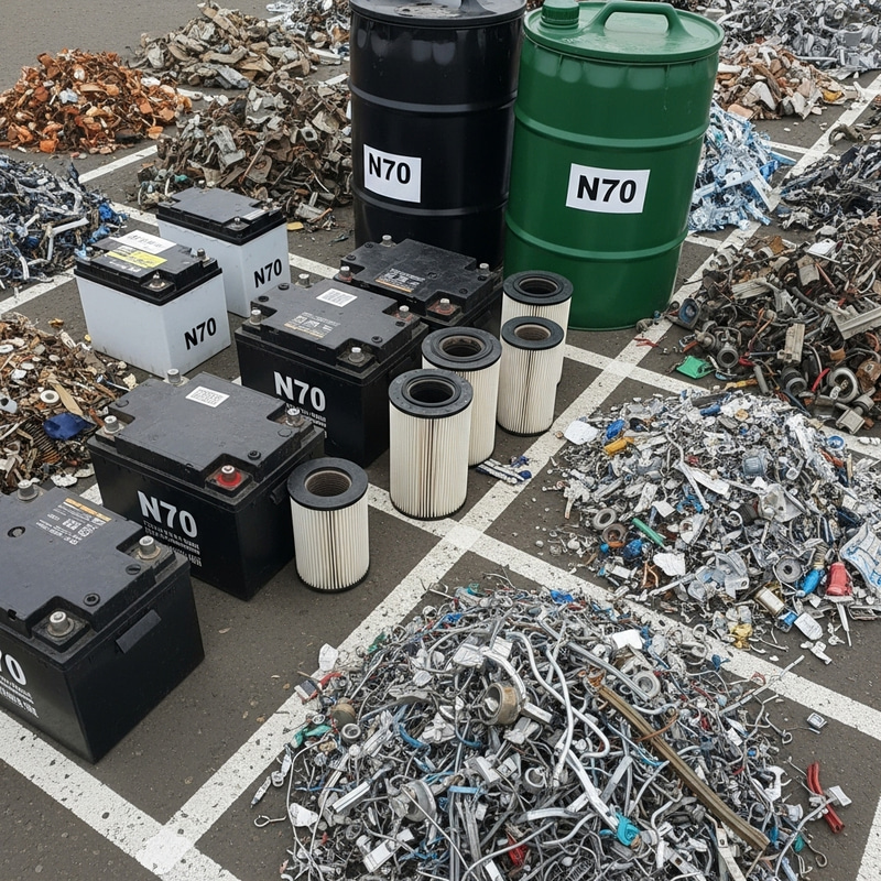 Recycling Waste: N70 Batteries, Filters, Scrap Metal & Used Oil