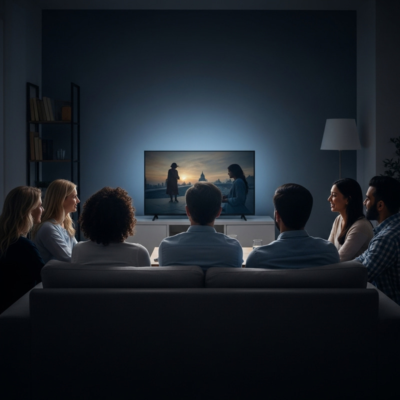 Evening Smart TV Viewing with Friends