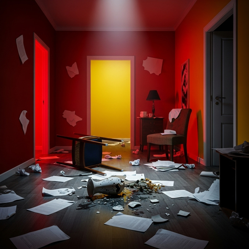 Vivid Anger and Tension in Abandoned Room Vivid Anger and Tension in Abandoned Room