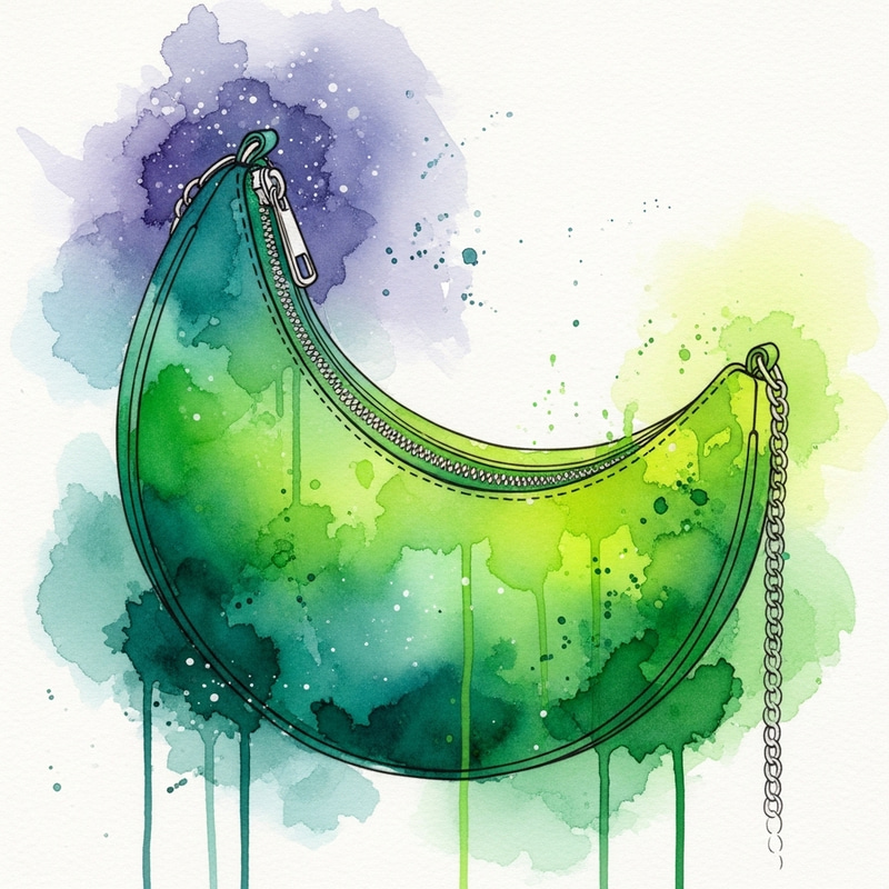 Green Moon-Shaped Bag with Aquatic Effect