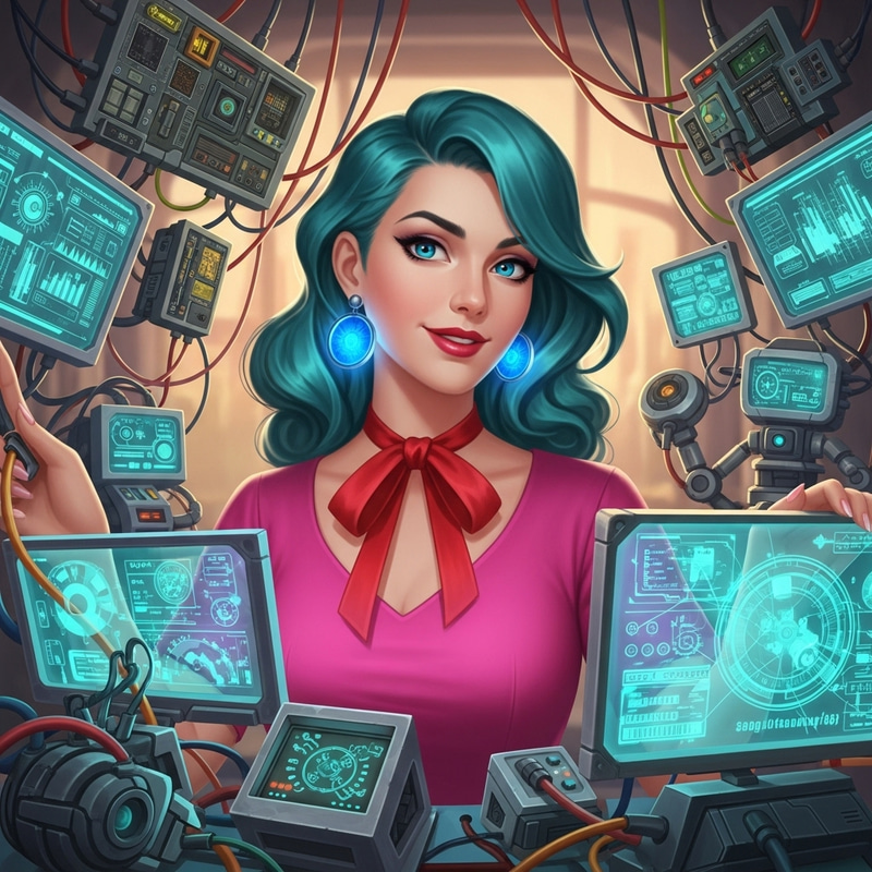 Create a Teal-Haired Woman Character with a Sense of Adventure