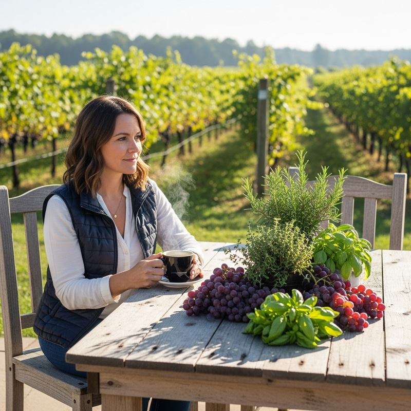 Morning Coffee with Vineyard View - Rustic Charm and Relaxation