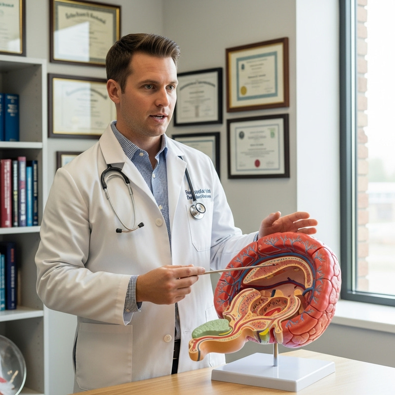 Passionate Endocrinologist Lecturing on Pituitary Gland Model Passionate Endocrinologist Lecturing on Pituitary Gland Model