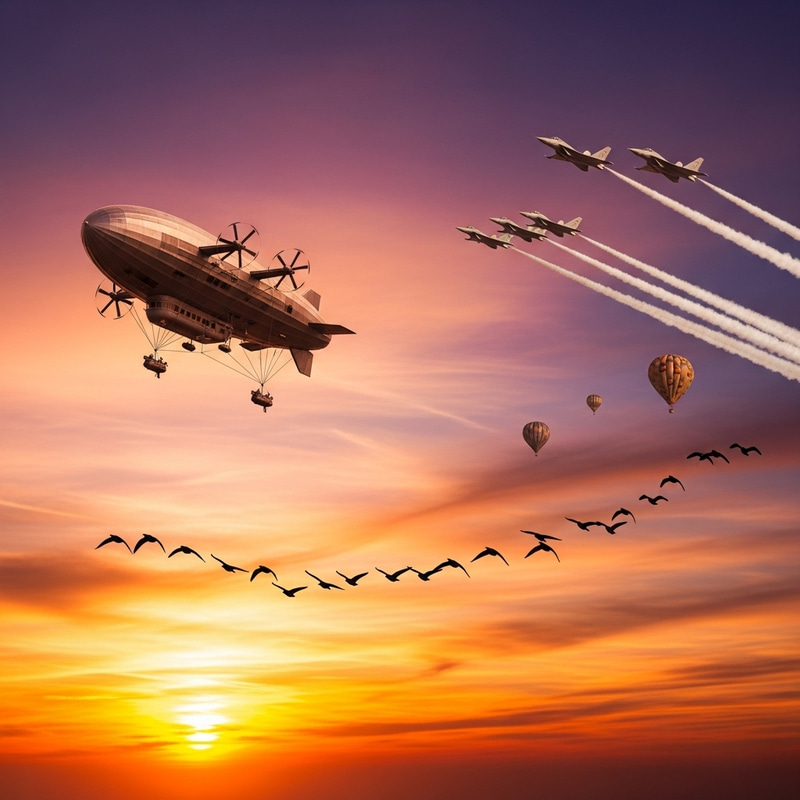 Sky with Flying Objects - Stunning Aerial View