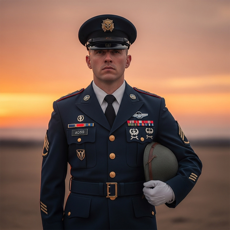 Dedicated Soldier at Attention | Uniform Display - Người lính