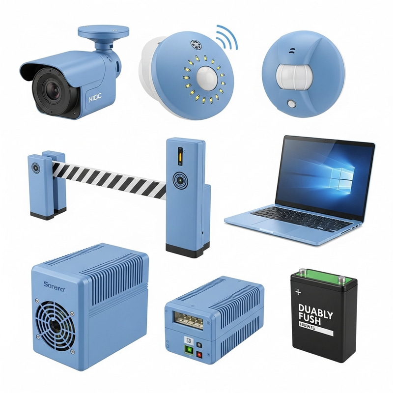 Blue Technology Configuration | Video Camera, Fire Sensor, Laptop & More Blue Technology Configuration | Video Camera, Fire Sensor, Laptop & More