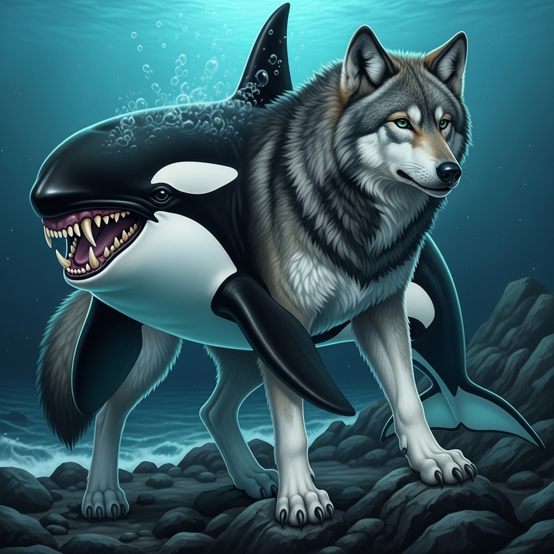 Wolf Orca Hybrid Creature: A Masterpiece of Nature Wolf Orca Hybrid Creature: A Masterpiece of Nature