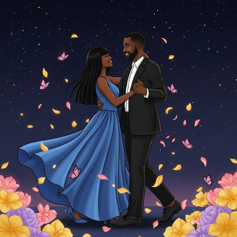 Tender African-American Dance: Enchanted Starlit Night Tender African-American Dance: Enchanted Starlit Night