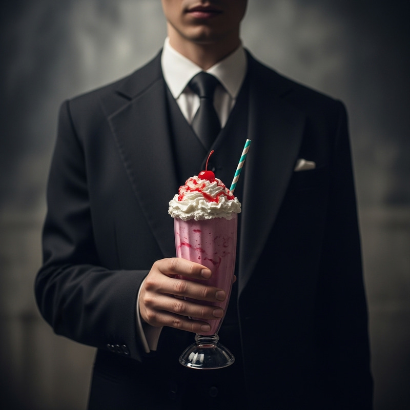 Mysterious Figure with a Colorful Milkshake Mysterious Figure with a Colorful Milkshake