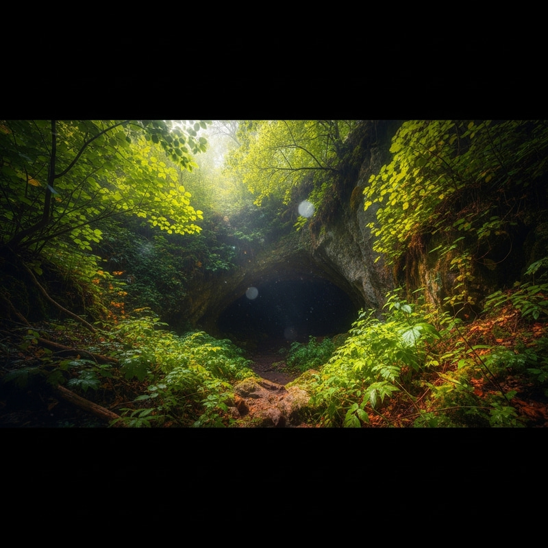 Ethereal Forest: Enchanting Cave Entrance & Glowing Light Ethereal Forest: Enchanting Cave Entrance & Glowing Light