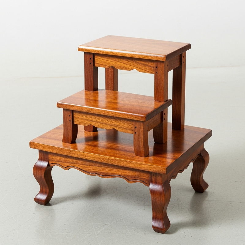 Handcrafted Small Mahogany Wood Display Stand