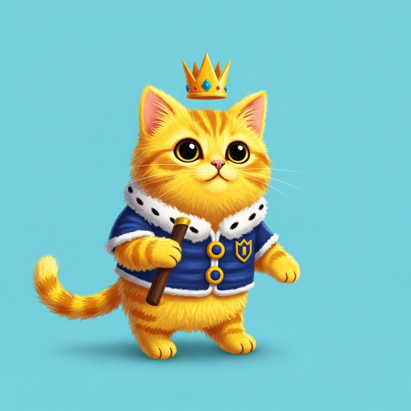 Whimsical Cat with Crown-shaped Head | Playful Yellow Cat Whimsical Cat with Crown-shaped Head | Playful Yellow Cat