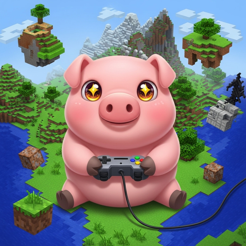 Adorable Piggy Enjoying Minecraft Adventures