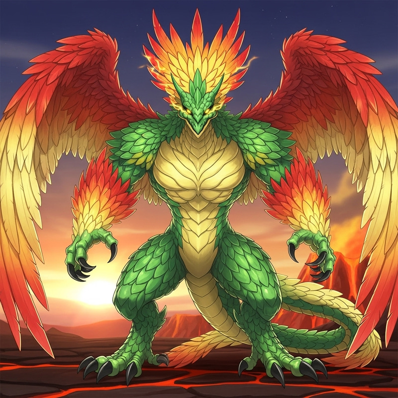 Fierce Dragon-Fighting Phoenix Creature Fierce Dragon-Fighting Phoenix Creature