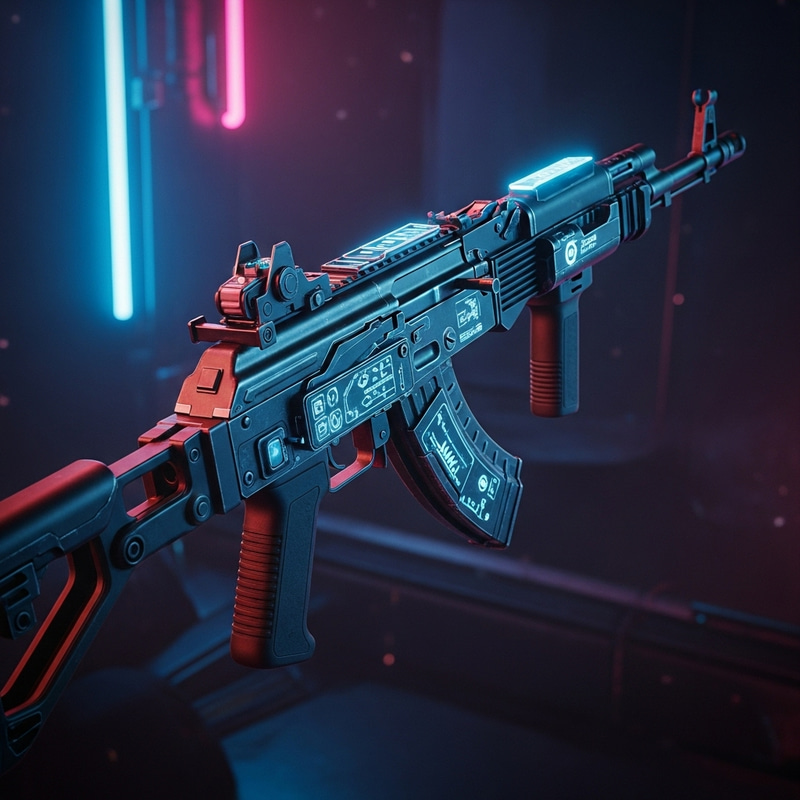 Cyberpunk AK-47 in Vibrant Colors Cyberpunk AK-47 in Vibrant Colors