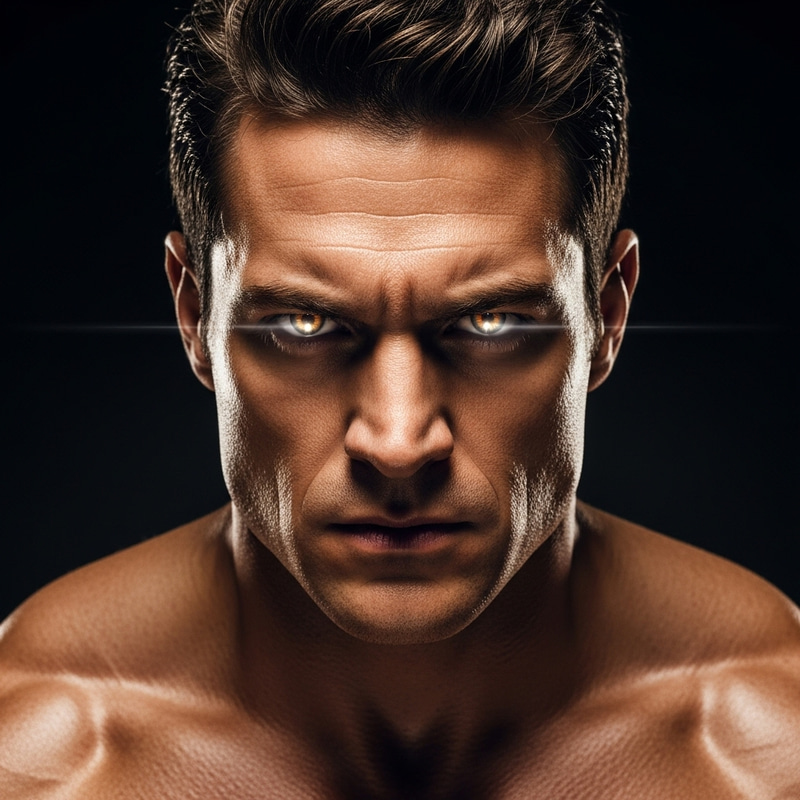 Intense Close-Up of John Wick's Face - Glowing Eyes and Bitter Emotions Intense Close-Up of John Wick's Face - Glowing Eyes and Bitter Emotions