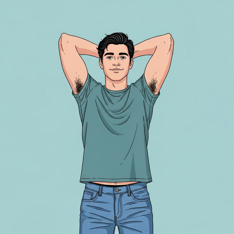 Confident Male Figure with Natural Armpit Hair
