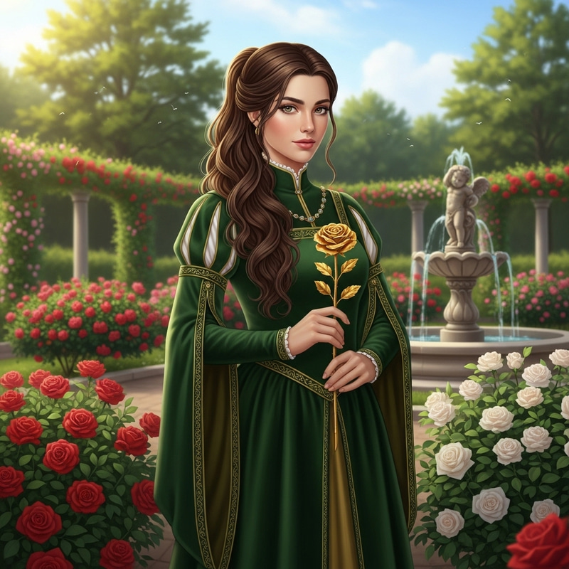 Margaery Tyrell - Green Gown and Golden Rose Elegance