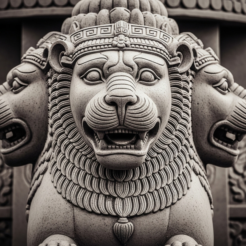 Ashoka's Lion Capital: Regal High Contrast Details Ashoka's Lion Capital: Regal High Contrast Details