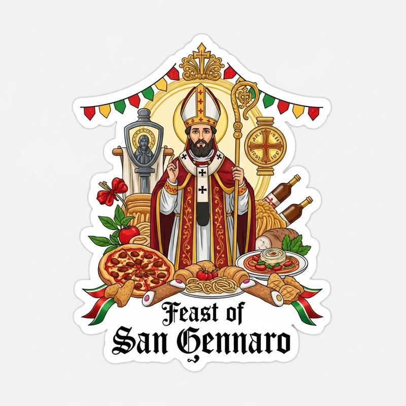 Feast of San Gennaro Sticker | Patron Saint Illustration Feast of San Gennaro Sticker | Patron Saint Illustration