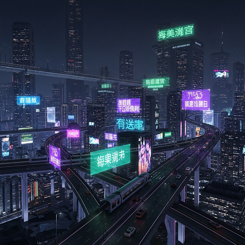 Futuristic Cyberpunk Cityscape with Glowing Neon Lights