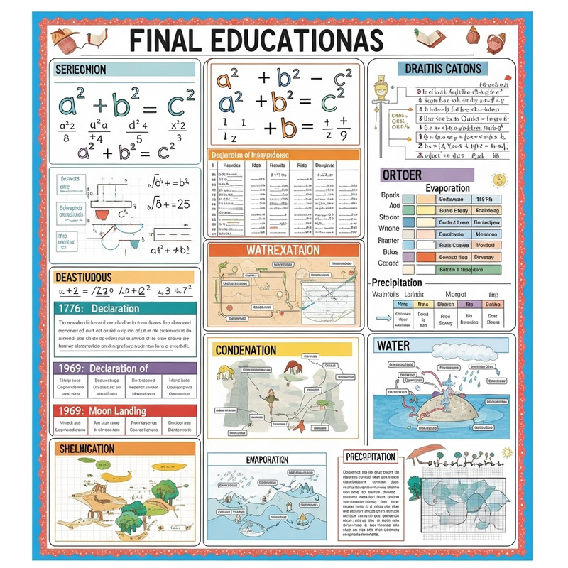 Classroom Chart with Simple Borders and Math Equations Classroom Chart with Simple Borders and Math Equations