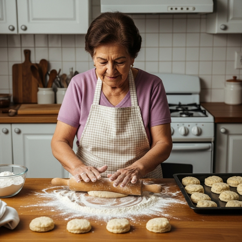 Old Age Woman Making Delicious Biscuits from Scratch Old Age Woman Making Delicious Biscuits from Scratch