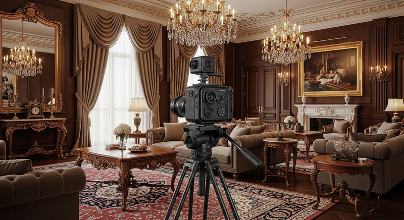 Extravagant Living Room with 3D Camera in Focus