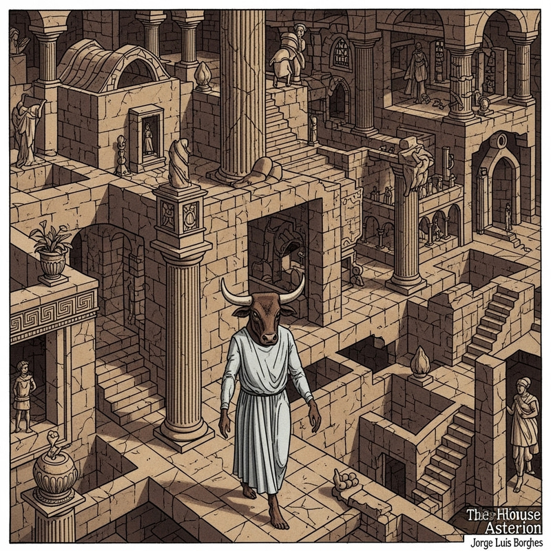 The House of Asterion: Ancient Labyrinth with Bull-Headed Figure The House of Asterion: Ancient Labyrinth with Bull-Headed Figure