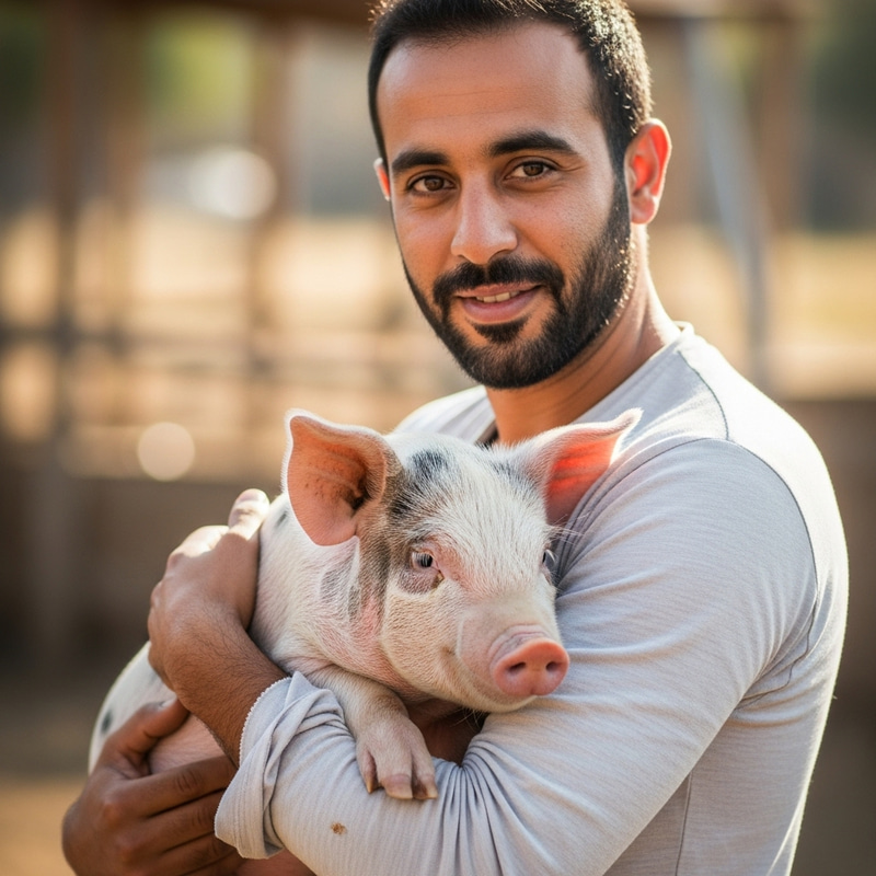 Man Holding Pig - Cultural Diversity in Agriculture