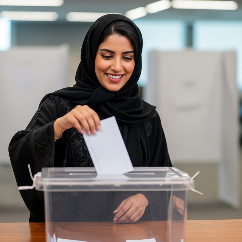 Qatari Woman Voting in Elections | Lady in Traditional Attire