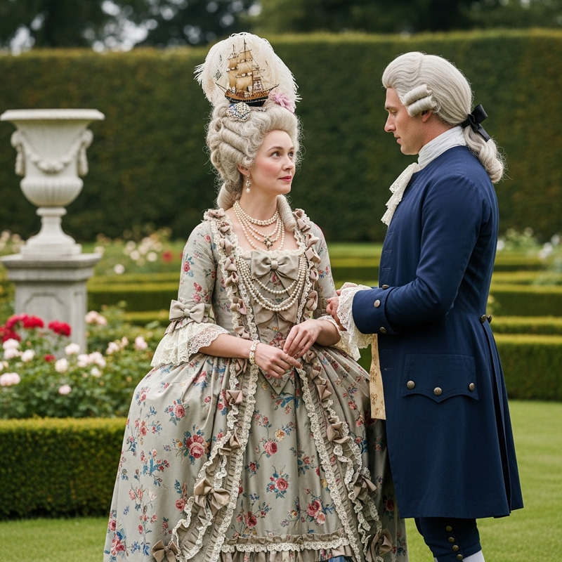 Marie Antoinette and Fersen in 18th-Century French Garden Marie Antoinette and Fersen in 18th-Century French Garden