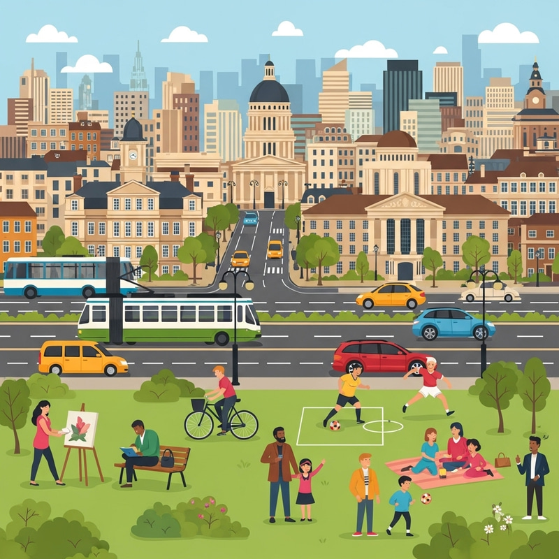 Diverse Cityscape Full of Majestic Landmarks and Parks Diverse Cityscape Full of Majestic Landmarks and Parks