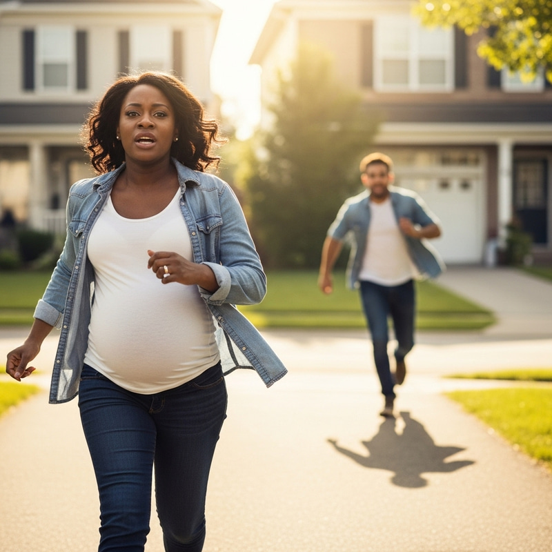 Pregnant African Woman Chasing Father of Unborn Child