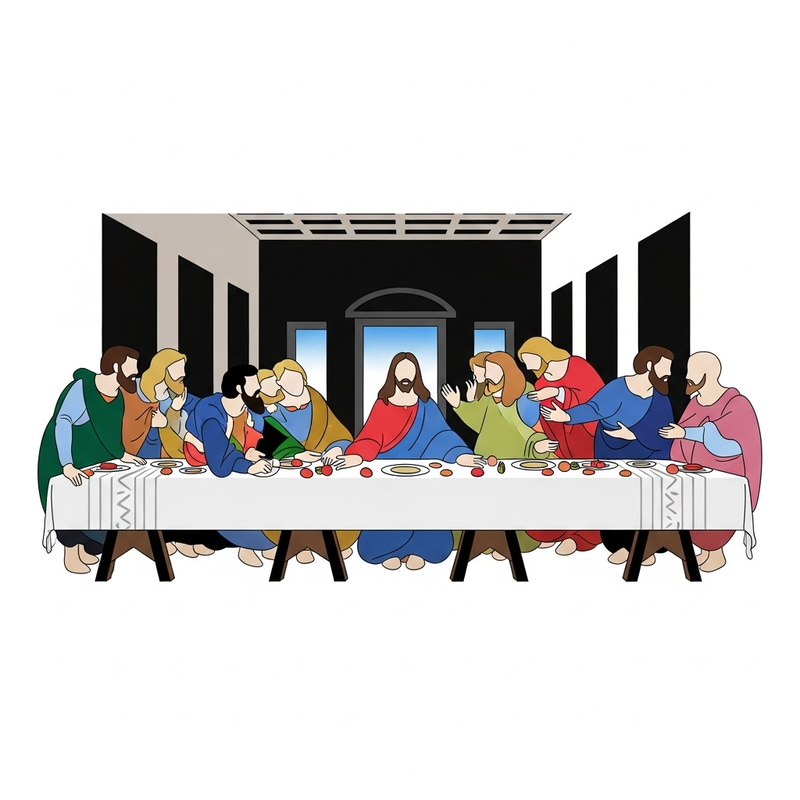 Simplified digital recreation of 'The Last Supper'