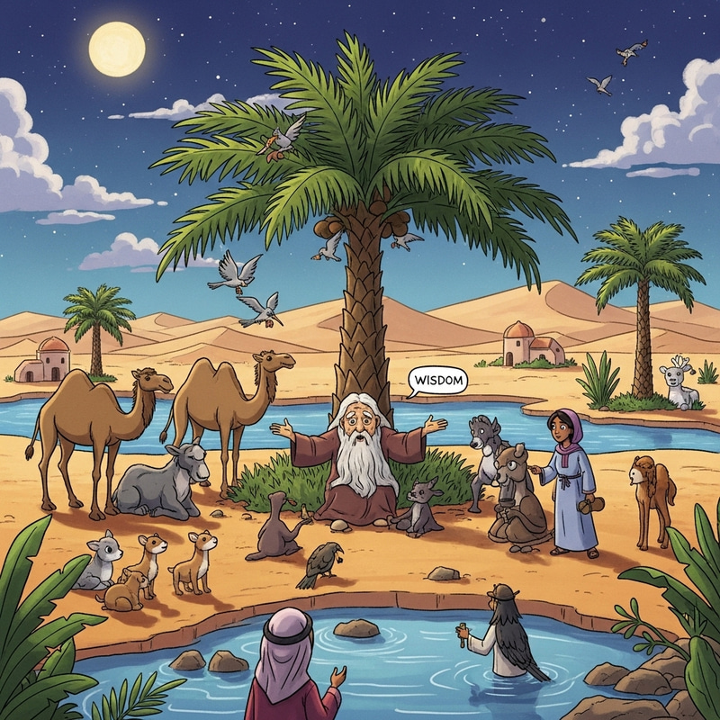 The Wise Palm's Tales: Lessons in Gratitude from the Vibrant Oasis