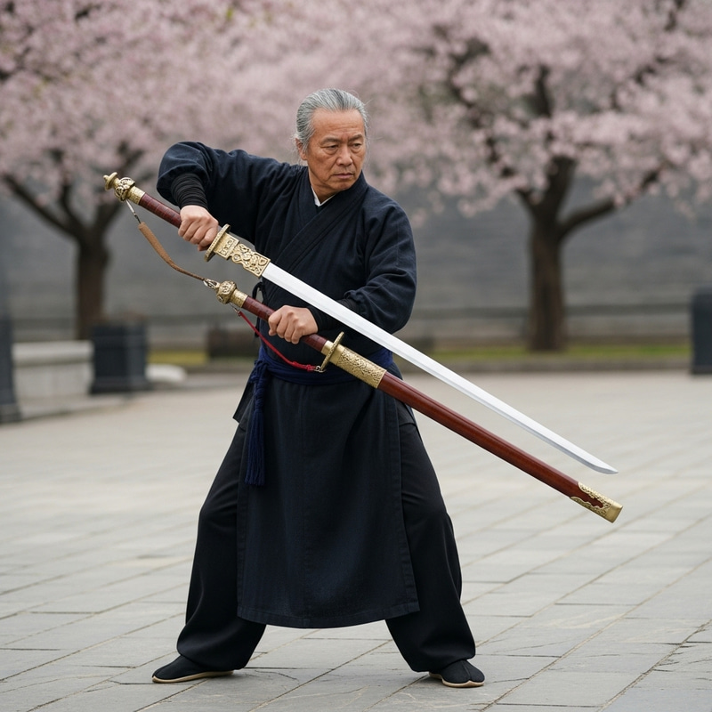 Skilled Swordsman Demonstrates Long Sword Mastery Skilled Swordsman Demonstrates Long Sword Mastery