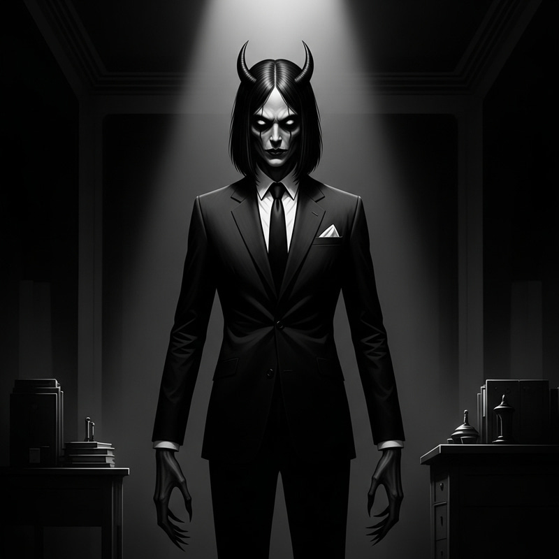 Eerie Humanoid Figure in Noir Horror Style Eerie Humanoid Figure in Noir Horror Style