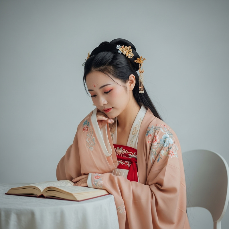 Contemplative Chinese Woman in Hanfu Dreams Contemplative Chinese Woman in Hanfu Dreams