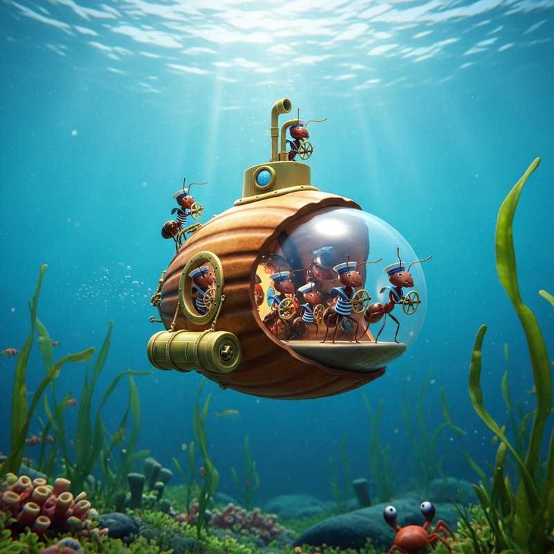 Tiny Ants Sailors in Nutshell-Submarine Adventure Tiny Ants Sailors in Nutshell-Submarine Adventure