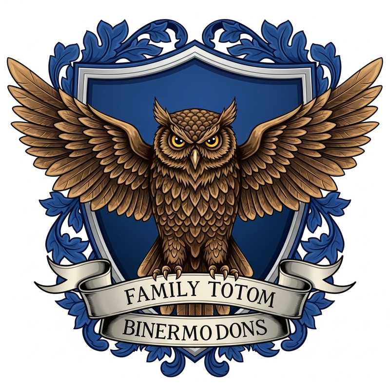 Detailed Owl Family Crest: A Symbol of Wisdom & Knowledge Detailed Owl Family Crest: A Symbol of Wisdom & Knowledge