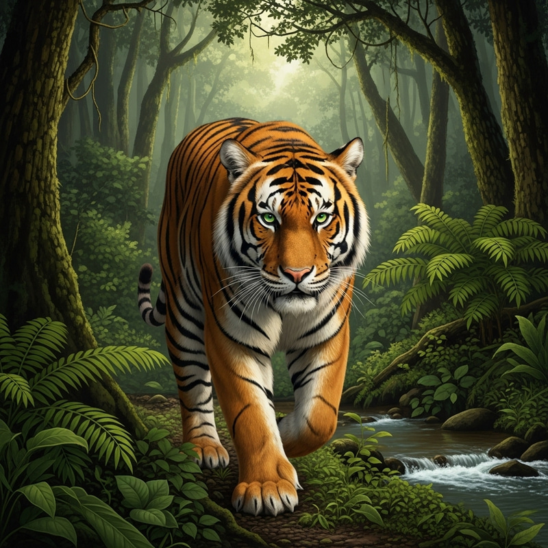 Captivating Tiger in Enchanted Jungle