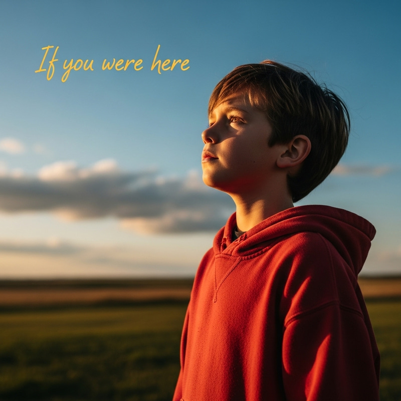 Short-Haired Boy in Red Sweatshirt Gazing Skyward - If You Were Here Short-Haired Boy in Red Sweatshirt Gazing Skyward - If You Were Here
