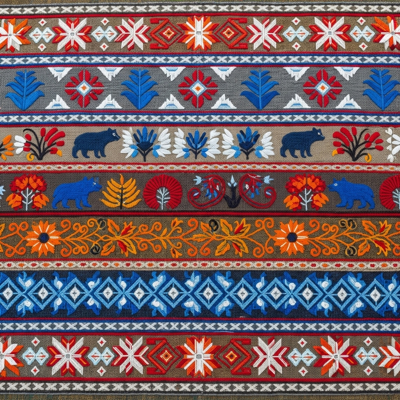 Siberian Pattern: Intricate Embroidery & Vibrant Colors Siberian Pattern: Intricate Embroidery & Vibrant Colors