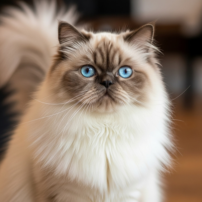 Himalayan Persian Cat with Long Hair and Celestial Blue Eyes