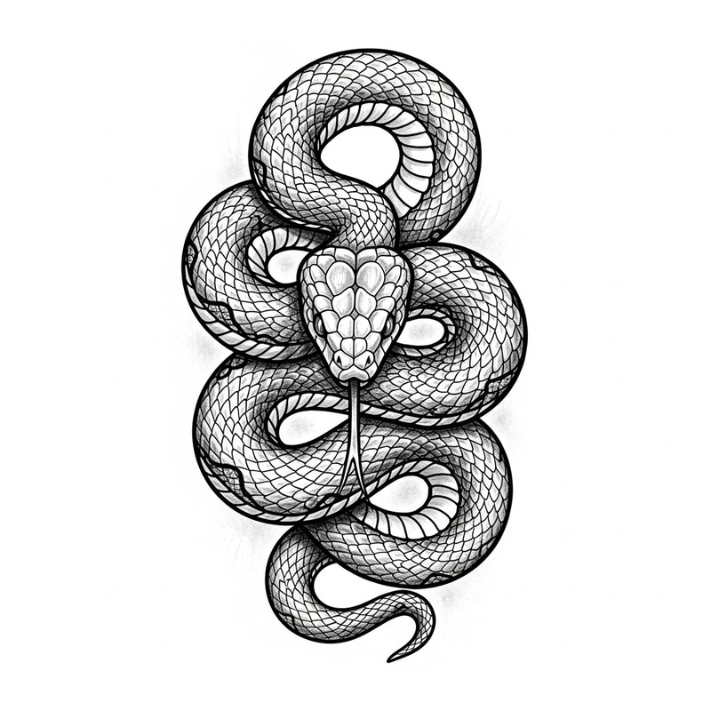 Sketch Snake Tattoo Design: Hypnotic Realism Sketch Snake Tattoo Design: Hypnotic Realism