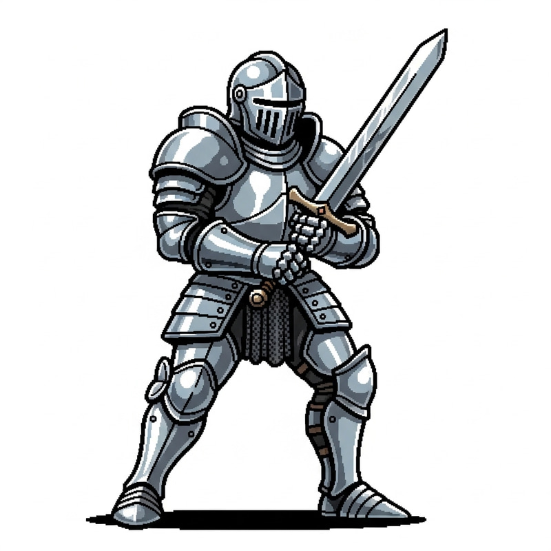 2D Warrior Sprite in Silver Armor | RPG Maker Style 2D Warrior Sprite in Silver Armor | RPG Maker Style
