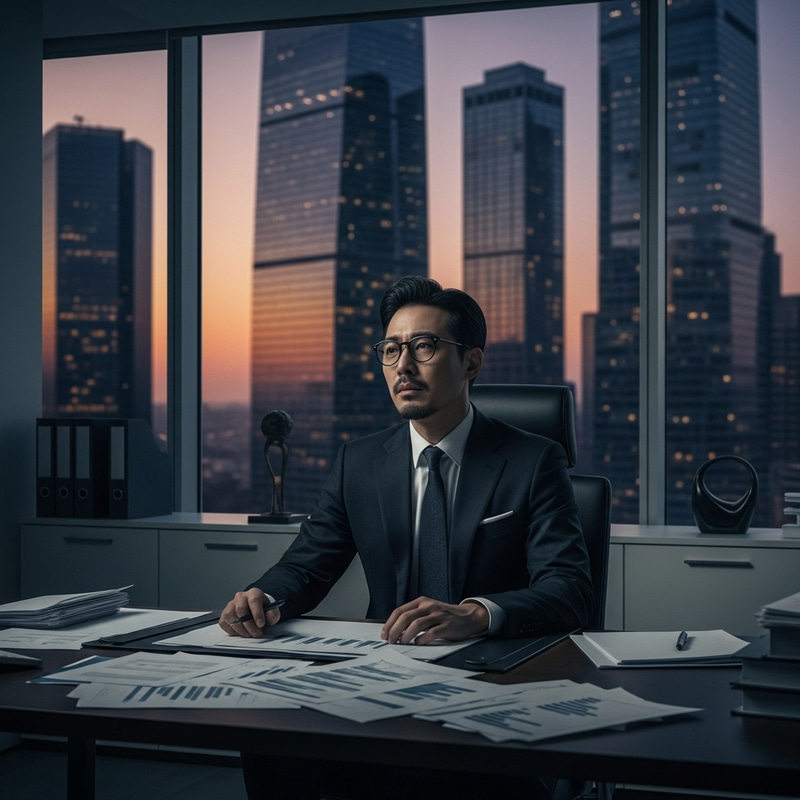 Sad Businessman in Contemporary Workspace