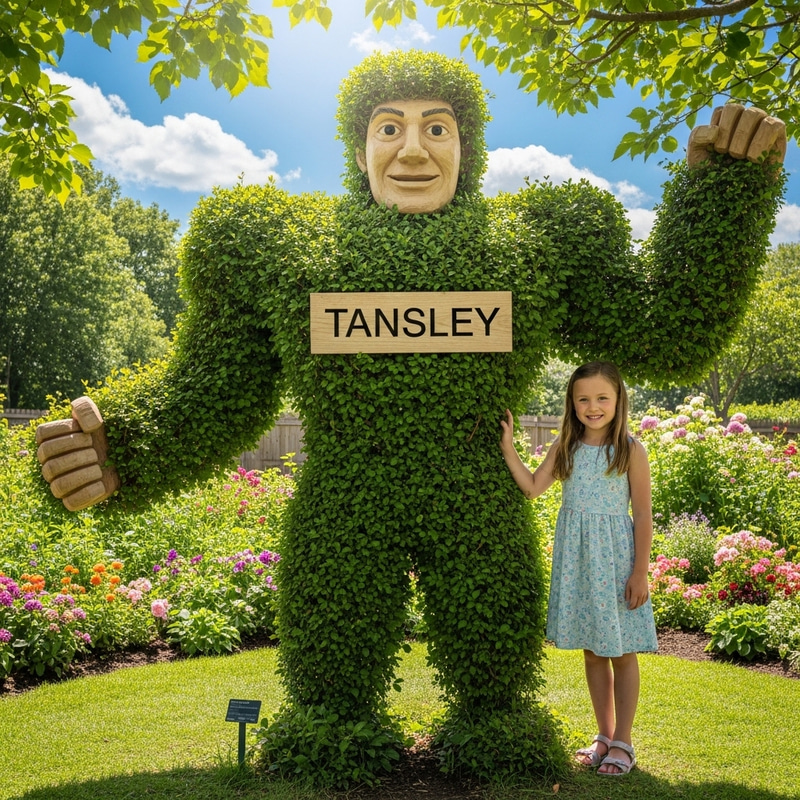 Young Girl with Masculine Tansley Shrub | Outdoor Sunny Day Young Girl with Masculine Tansley Shrub | Outdoor Sunny Day